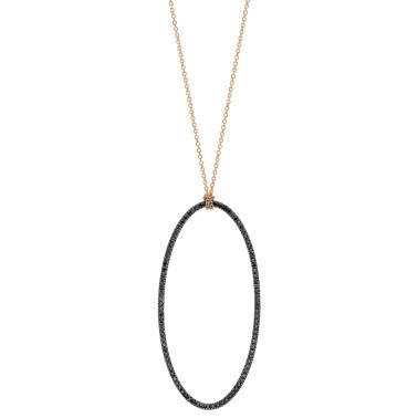 Collier Ginette NY Jumbo Ellipse on chain en or rose et diamants noirs