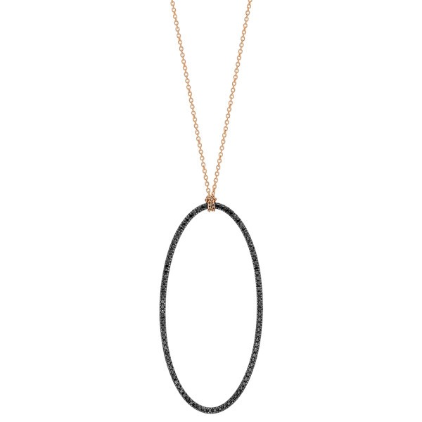 Collier Ginette NY Jumbo Ellipse on chain en or rose et diamants noirs