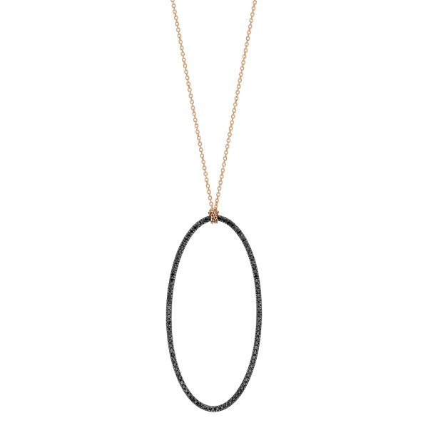 Collier Ginette NY Jumbo Ellipse on chain en or rose et diamants noirs