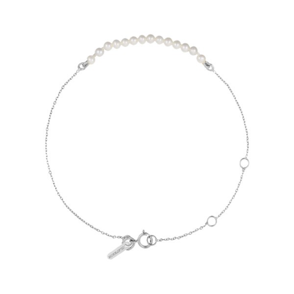 Bracelet Claverin Mini Rock My Pearls en or blanc et perles blanches - SOLDAT PL
