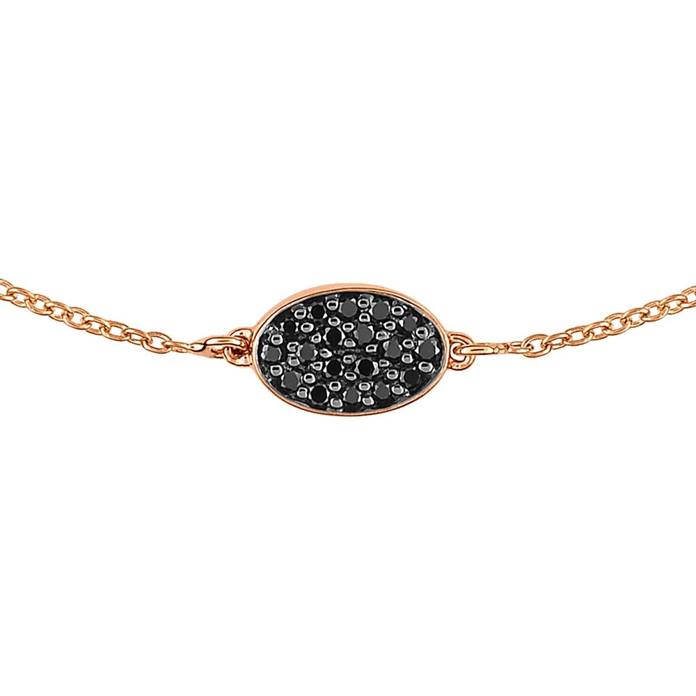 Bracelet Ginette NY Sequin en or rose et diamants noirs