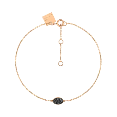 Bracelet Ginette NY Sequin en or rose et diamants noirs