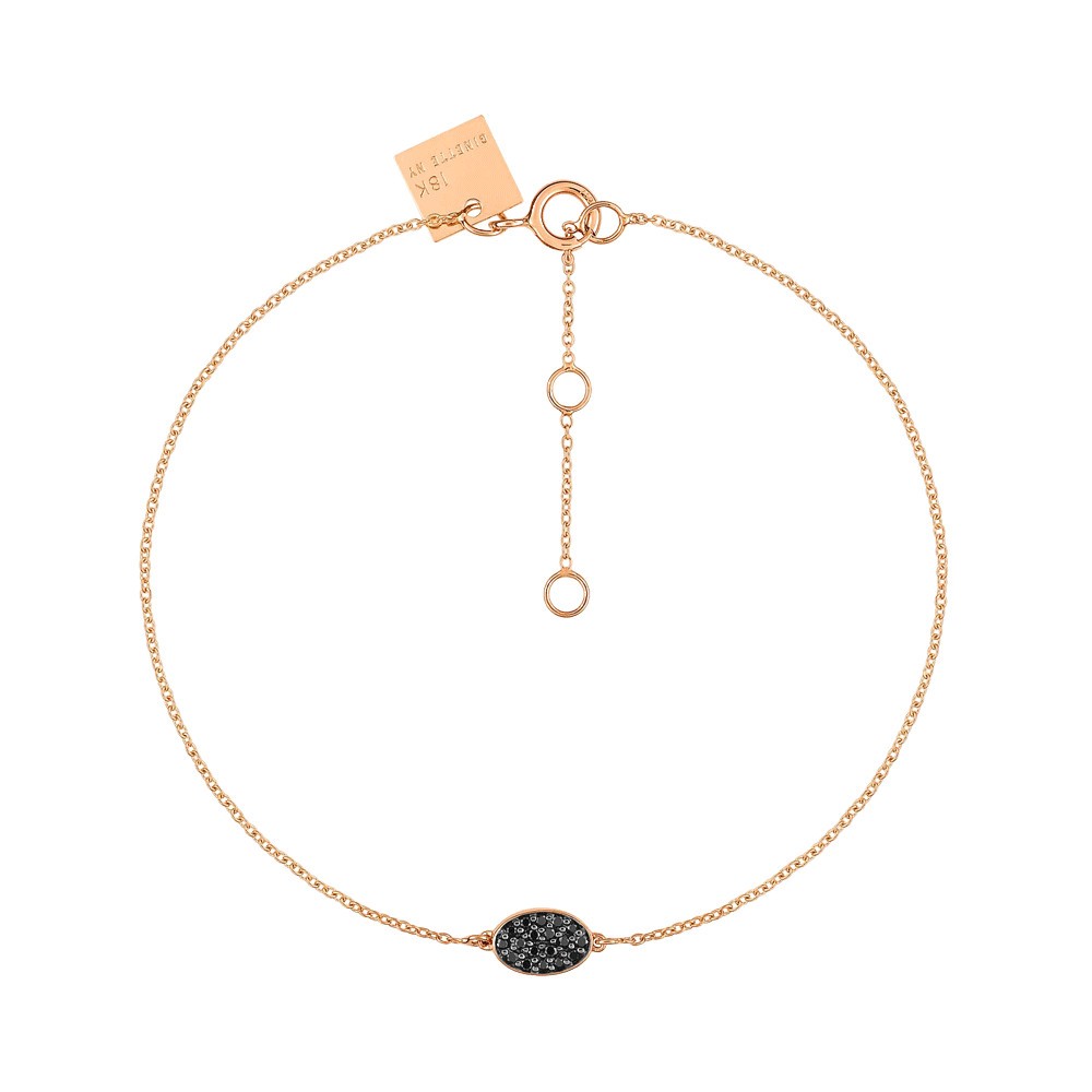 Bracelet Ginette NY Sequin en or rose et diamants noirs