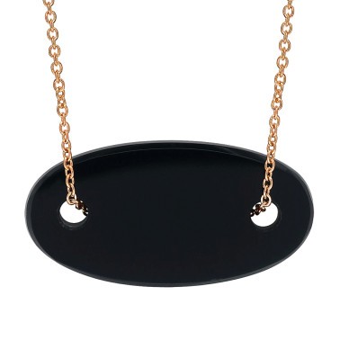 Collier Ginette NY Mini Ellipse en or rose et onyx