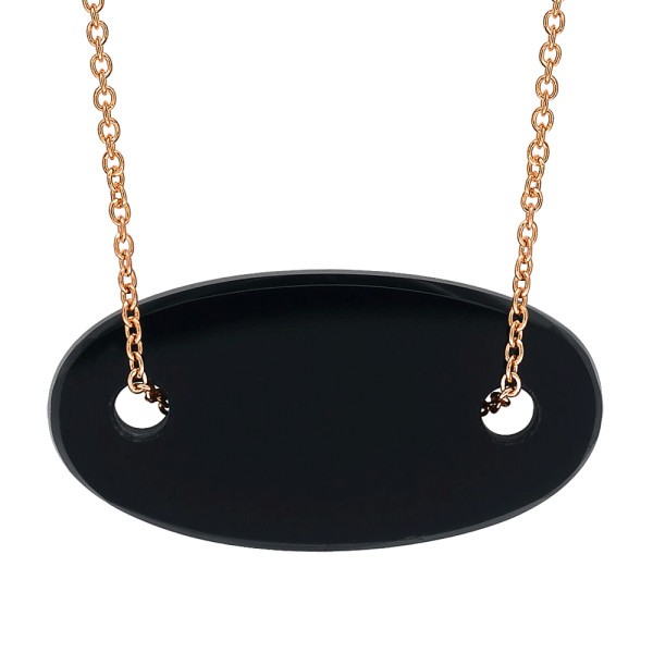 Collier Ginette NY Mini Ellipse en or rose et onyx