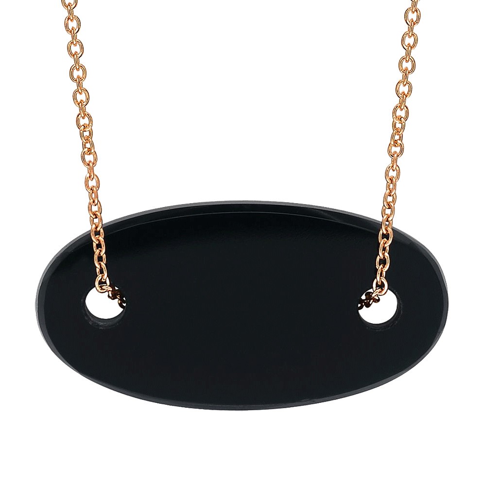 Collier Ginette NY Mini Ellipse en or rose et onyx