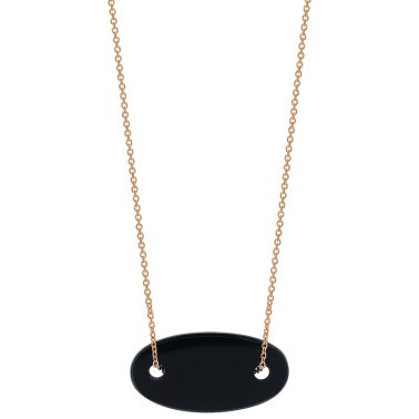 Collier Ginette NY Mini Ellipse en or rose et onyx