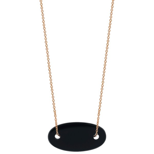 Collier Ginette NY Mini Ellipse en or rose et onyx