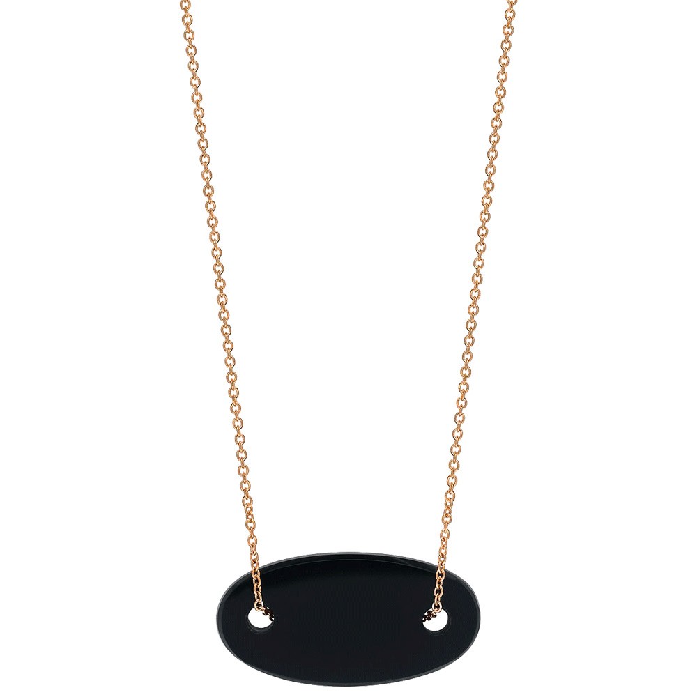 Collier Ginette NY Mini Ellipse en or rose et onyx