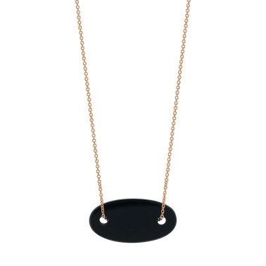 Collier Ginette NY Mini Ellipse en or rose et onyx