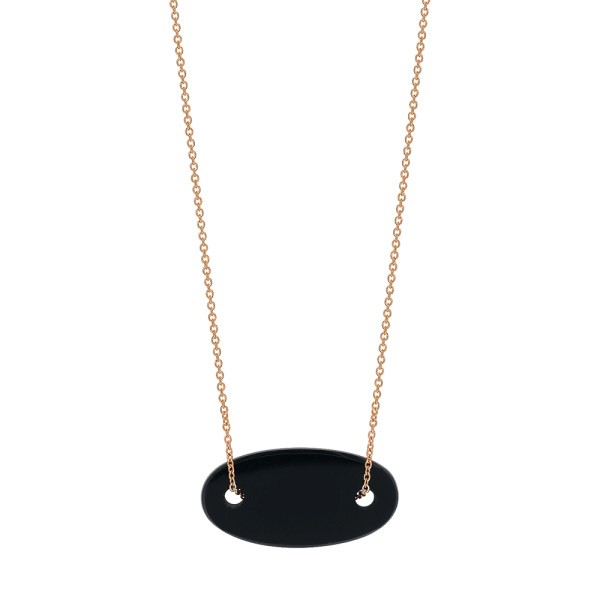 Collier Ginette NY Mini Ellipse en or rose et onyx