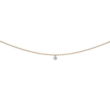 Pendentif La Brune et La Blonde 360° en or rose et diamant 0,10 carat - Zoom