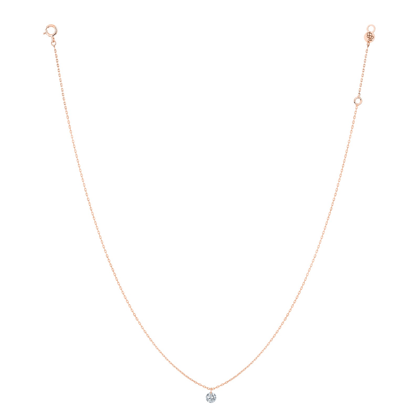 Pendentif La Brune et La Blonde 360° en or rose et diamant 0,10 carat - Full