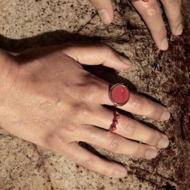 Bague Ginette NY Maria Disc  or rose et corail