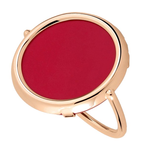 Bague Ginette NY Maria Disc  or rose et corail