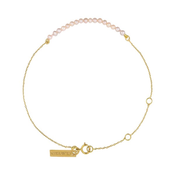 Bracelet Claverin Mini Rock My Pearls en or jaune et perles roses - SOLDAT