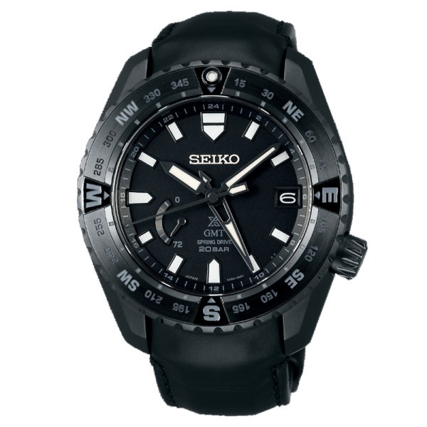 Montre Seiko Prospex LX automatique cadran noir bracelet cuir noir 44,8 mm