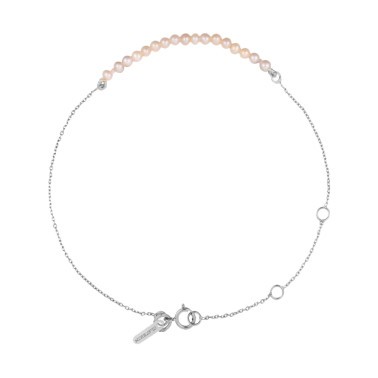 Bracelet Claverin Mini Rock My Pearls en or blanc et perles roses - SOLDAT