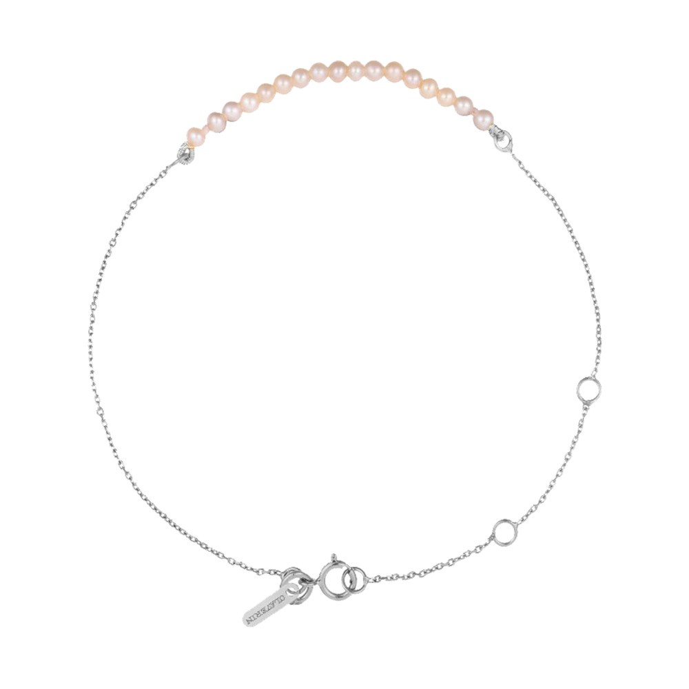 Bracelet Claverin Mini Rock My Pearls en or blanc et perles roses - SOLDAT