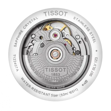 Montre Tissot T-Classic Carson Premium Powermatic 80 cadran argenté bracelet cuir brun 40 mm