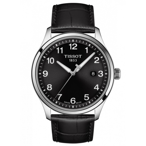Montre Tissot T-Sport Gent XL quartz cadran noir bracelet cuir noir 42 mm