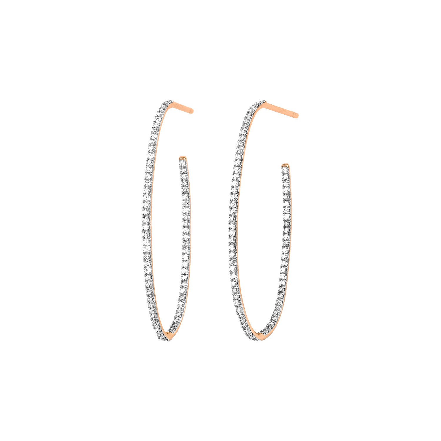 Créoles Large Ginette NY Ellipse en or rose et diamants