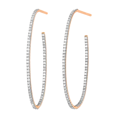 Créoles Large Ginette NY Ellipse en or rose et diamants