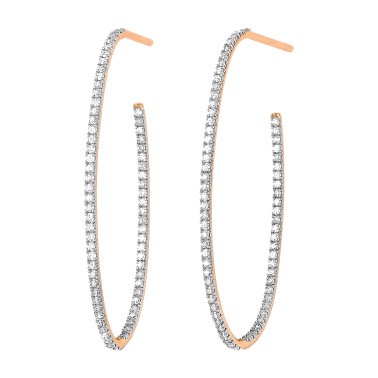 Créoles Large Ginette NY Ellipse en or rose et diamants