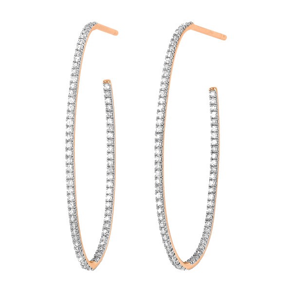 Créoles Large Ginette NY Ellipse en or rose et diamants