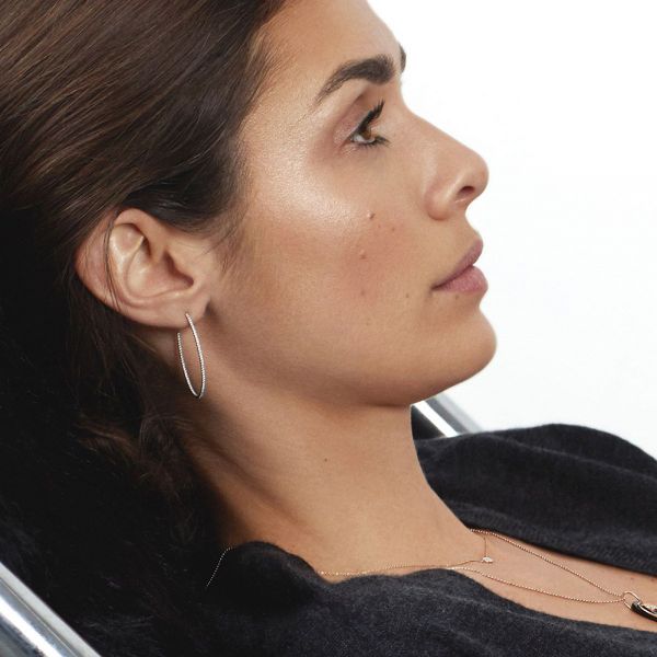 Créoles Large Ginette NY Ellipse en or rose et diamants