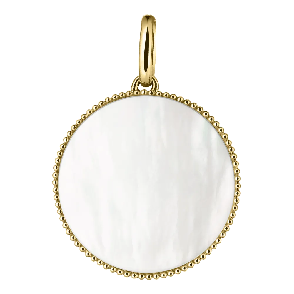 Médaille Lepage Colette Lune Perlée en or jaune et nacre blanche
