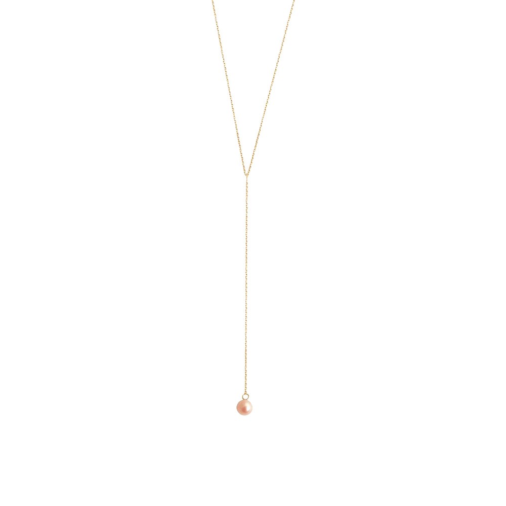 Collier Claverin Lasso en or jaune et perle rose - SOLDAT
