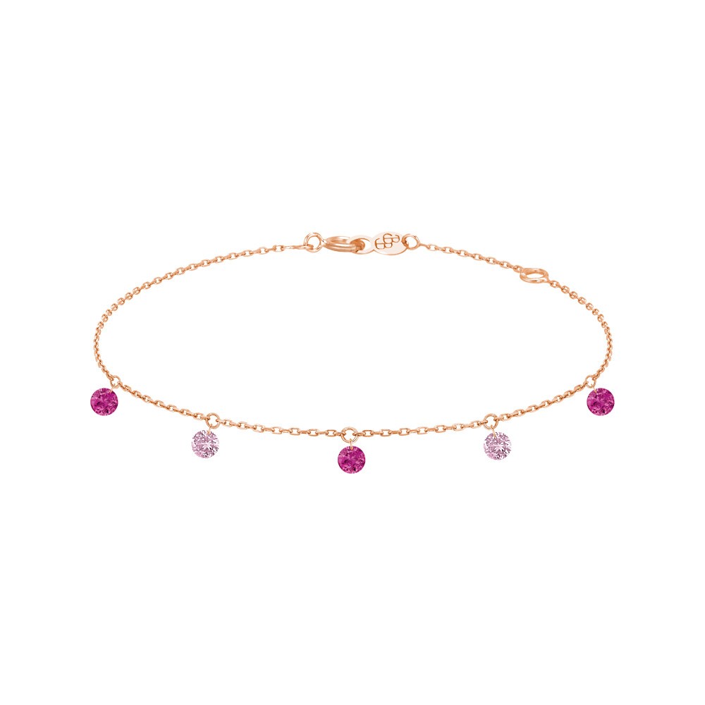 Bracelet La Brune et La Blonde Confetti Rose en or rose rubis et saphirs rose 0,65 carat