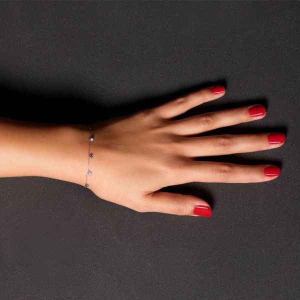 Bracelet La Brune et La Blonde Confetti Bleu en or blanc et 5 saphirs bleus 0,65 carat