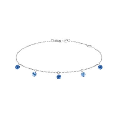 Bracelet La Brune et La Blonde Confetti Bleu en or blanc et 5 saphirs bleus 0,65 carat