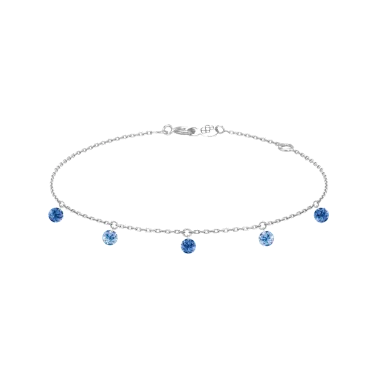 Bracelet La Brune et La Blonde Confetti Bleu en or blanc et 5 saphirs bleus 0,65 carat