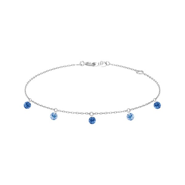 Bracelet La Brune et La Blonde Confetti Bleu en or blanc et 5 saphirs bleus 0,65 carat