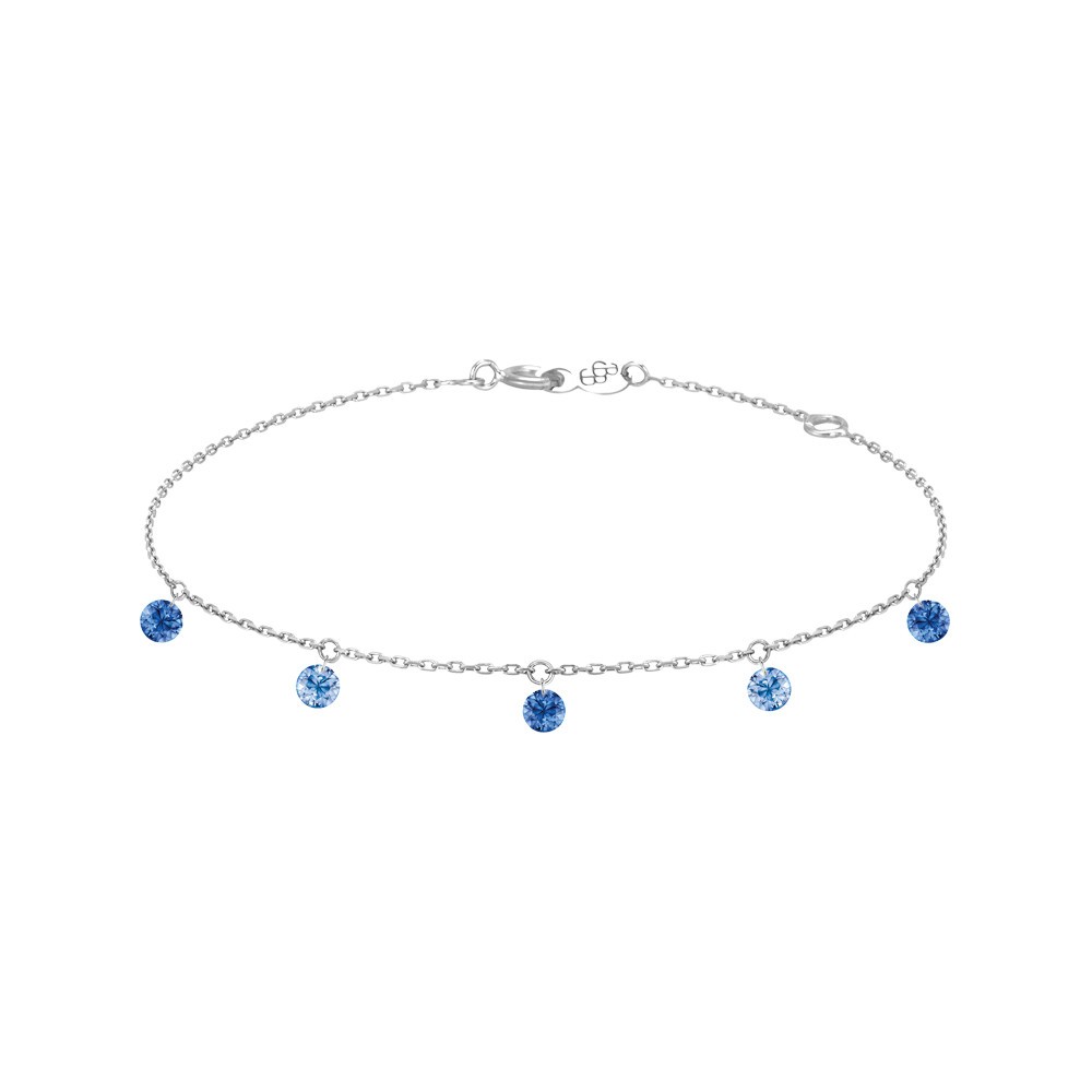 Bracelet La Brune et La Blonde Confetti Bleu en or blanc et 5 saphirs bleus 0,65 carat