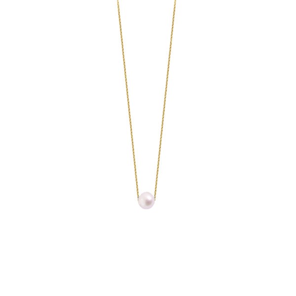 Collier Claverin Simply Pearly en or jaune et perle blanche 7 mm