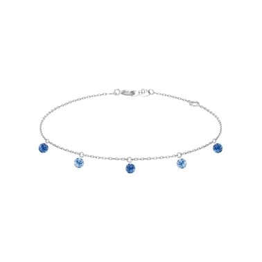 Bracelet La Brune et La Blonde Confetti Bleu en or blanc et 5 saphirs bleus 0,65 carat