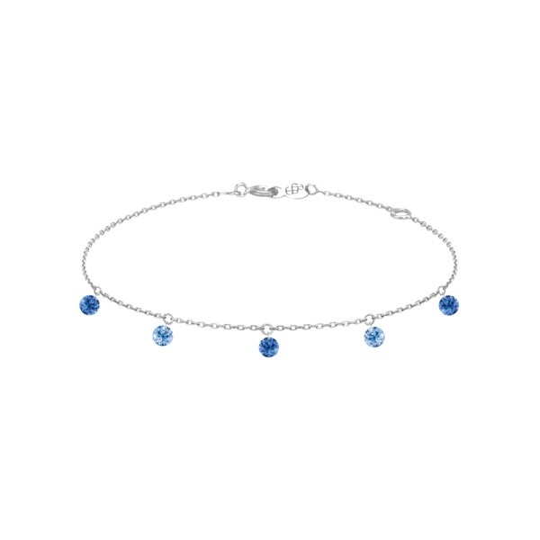 Bracelet La Brune et La Blonde Confetti Bleu en or blanc et 5 saphirs bleus 0,65 carat