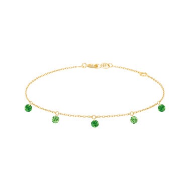 Bracelet La Brune et La Blonde Confetti Vert en or jaune et 5 tsavorites 0,65 carat