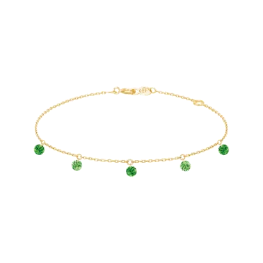 Bracelet La Brune et La Blonde Confetti Vert en or jaune et 5 tsavorites 0,65 carat