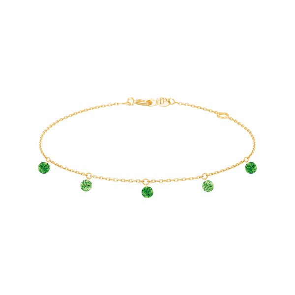 Bracelet La Brune et La Blonde Confetti Vert en or jaune et 5 tsavorites 0,65 carat