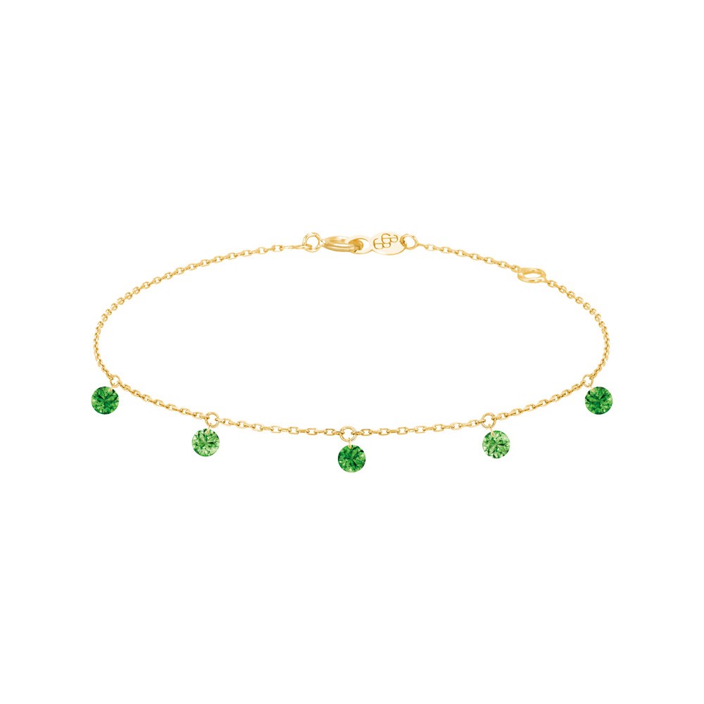 Bracelet La Brune et La Blonde Confetti Vert en or jaune et 5 tsavorites 0,65 carat