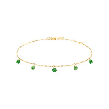 Bracelet La Brune et La Blonde Confetti Vert en or jaune et 5 tsavorites 0,65 carat