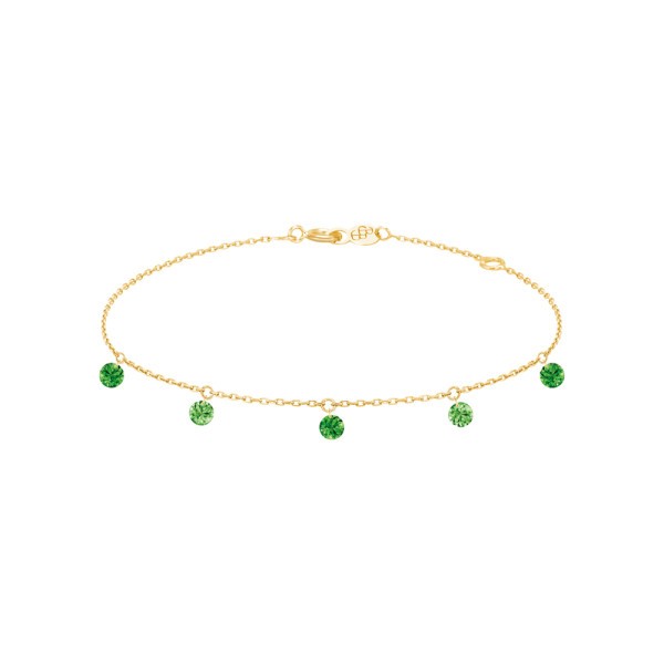 Bracelet La Brune et La Blonde Confetti Vert en or jaune et 5 tsavorites 0,65 carat