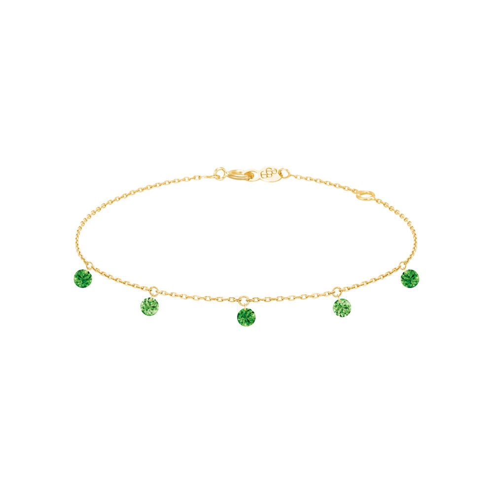 Bracelet La Brune et La Blonde Confetti Vert en or jaune et 5 tsavorites 0,65 carat