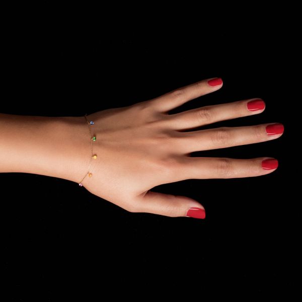 Bracelet La Brune et La Blonde Confetti Rainbow en or jaune et 7 pierres précieuses 0,90 carat