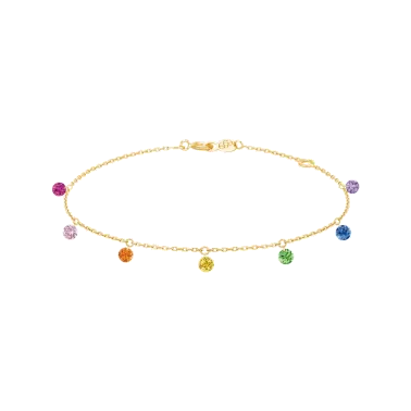 Bracelet La Brune et La Blonde Confetti Rainbow en or jaune et 7 pierres précieuses 0,90 carat